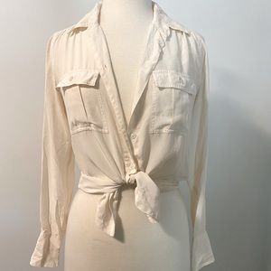 Jcrew cream silk button up blouse (size 2)